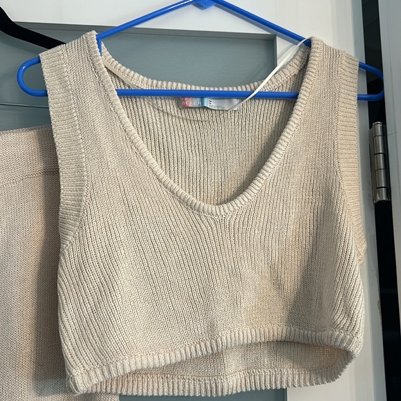 Free People Living In This Sweater Set Free People Beach No Cardigan sz M White - Picture 6 of 8